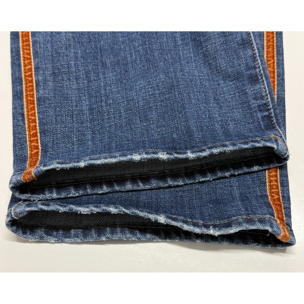 Talbots Jeans 16 Blue Modern Ankle Brown Velvet Stripe Stretch Measures 38X27 - Picture 7 of 9